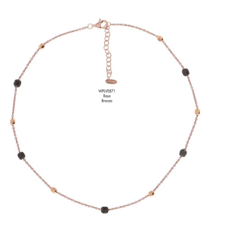 Collier Plaqué Or sur argent et Polvere marron