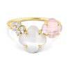 Bague Or et Pierres Fines Nacre, Quartz rose  & Diamants - Bouquet