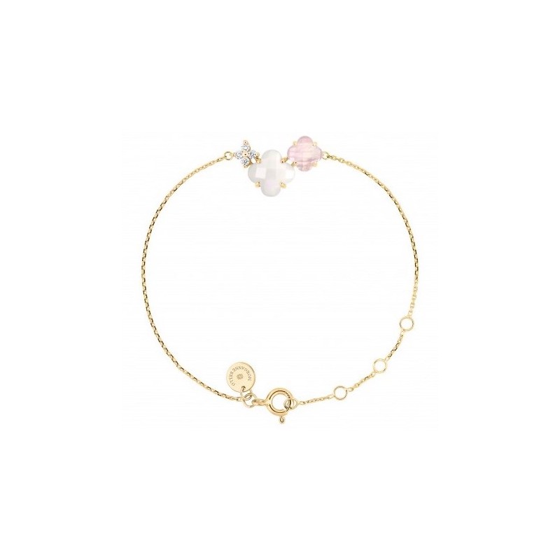 Bracelet Or et Pierres Nacre, Quartz rose  & Diamants - Bouquet