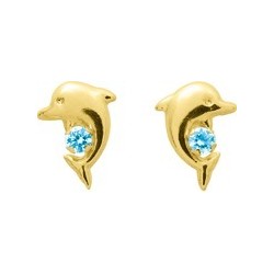 Boucles Or et Pierres Topaze bleue