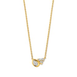 Collier Or et Pierres Diamant taille Poire 0,09 ct & 3 taille Brillant
