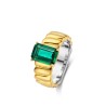 Bague plaquée or sur Argent & pierre verte