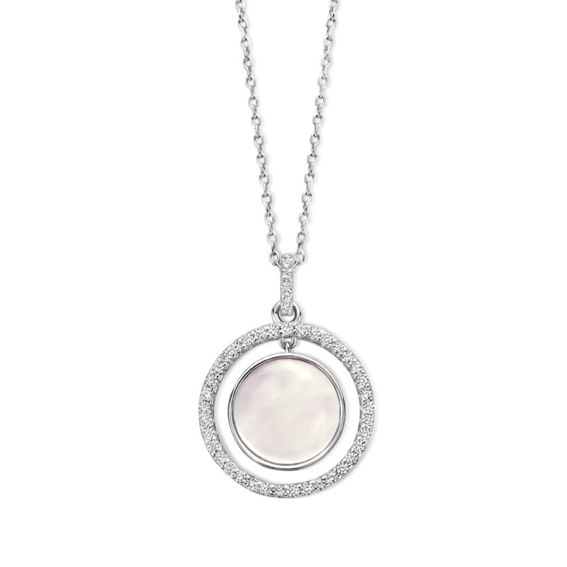 Collier Argent Oxydes & Nacre