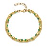Bracelet Plaqué Or sur Argent 3 chaînes & pierres vertes