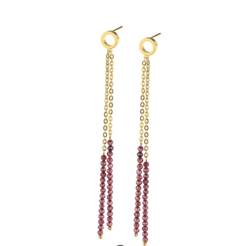 Boucles Acier plaqué or & Grenats