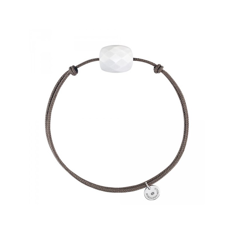Bracelet Argent Agate Blanche coussin