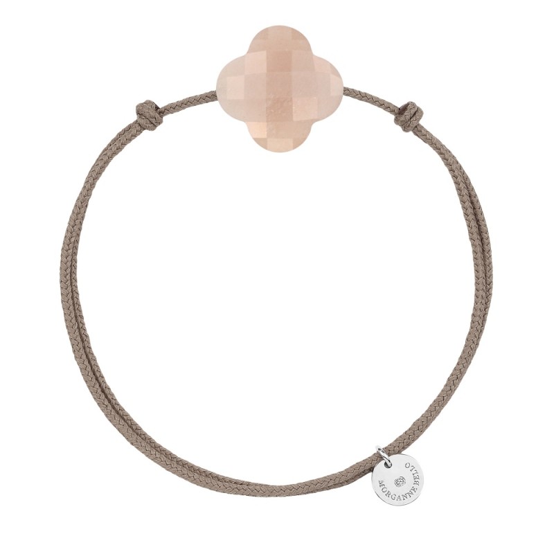 Bracelet Argent Pierre de lune pêche Trèfle