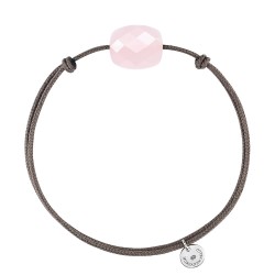 Bracelet Argent Quartz rose poudré Coussin