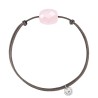 Bracelet Argent Quartz rose poudré Coussin
