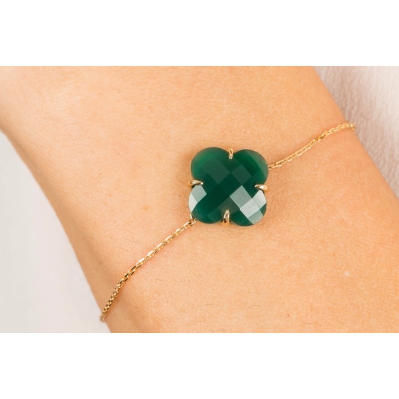 Bracelet Or et Pierres Agate verte (3,70ct)