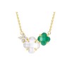 Collier Or et Pierres Nacre & Agate verte & Diamants