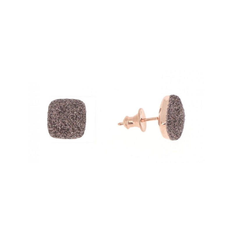 Boucles Plaquées Or rose sur argent Polvere marron