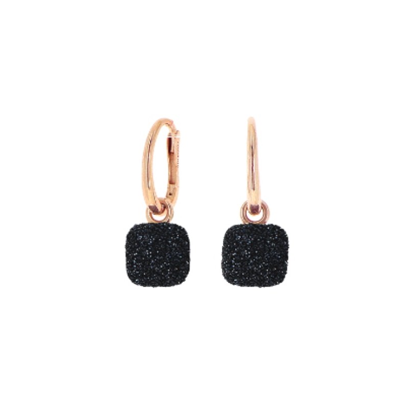 Boucles Plaquées Or rose sur argent Polvere noir