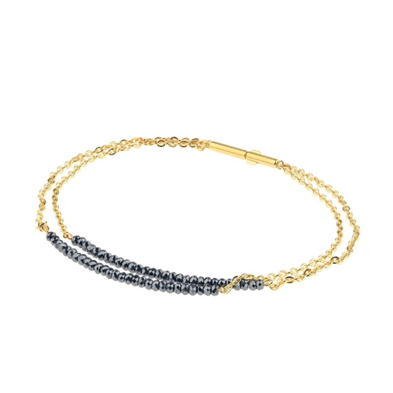 Bracelet Acier plaqué or & Hématites