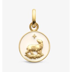 Médaille Or Ours laque ivoire 10mm
