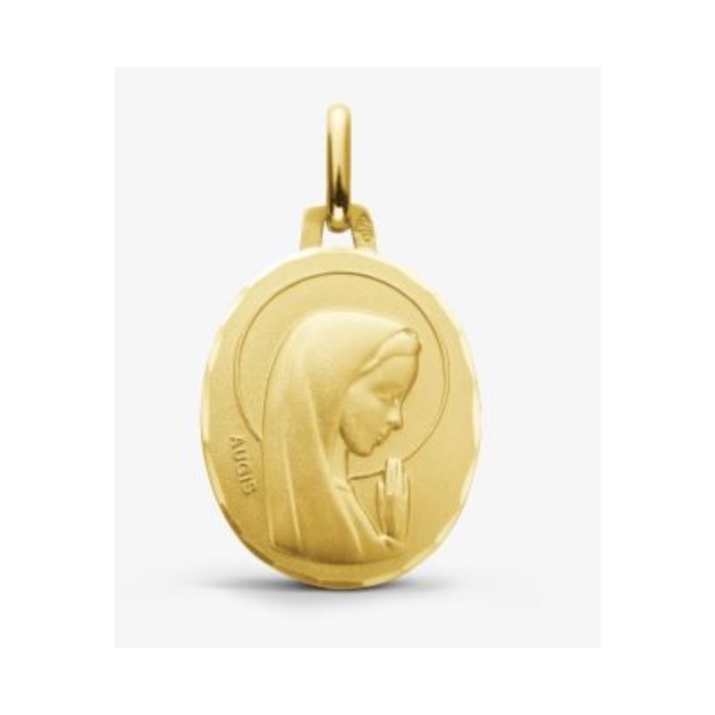Médaille or Vierge mains jointes facetée