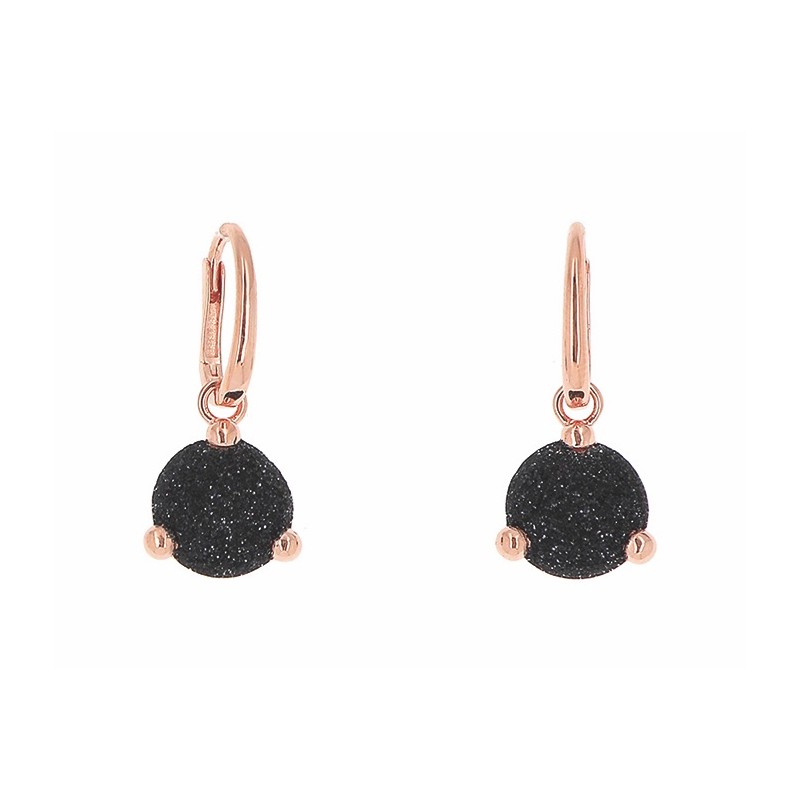 Boucles Plaquées Or rose sur Argent & Polvere noir