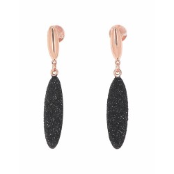 Boucles Plaquées Or rose sur Argent & Polvere noir