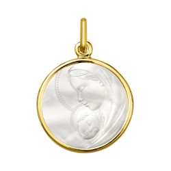Médaille or Vierge à l'enfant sur nacre
