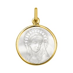 Médaille or Vierge sur nacre