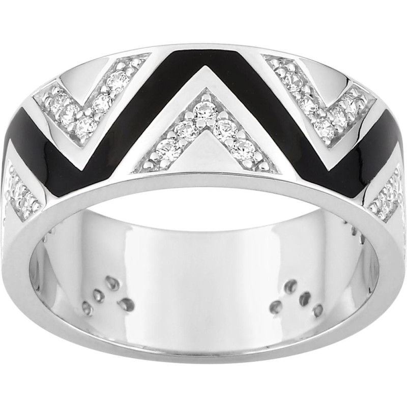 Bague Argent laque noire & Oxydes