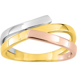 Bague plaquée or jaune, rose et blanc