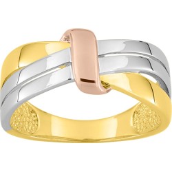 Bague plaquée or jaune, rose et blanc