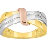 Bague plaquée or jaune, rose et blanc