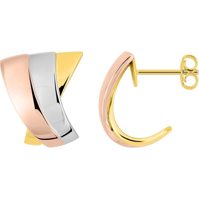 Boucles Plaquées Or jaune, rose et blanc