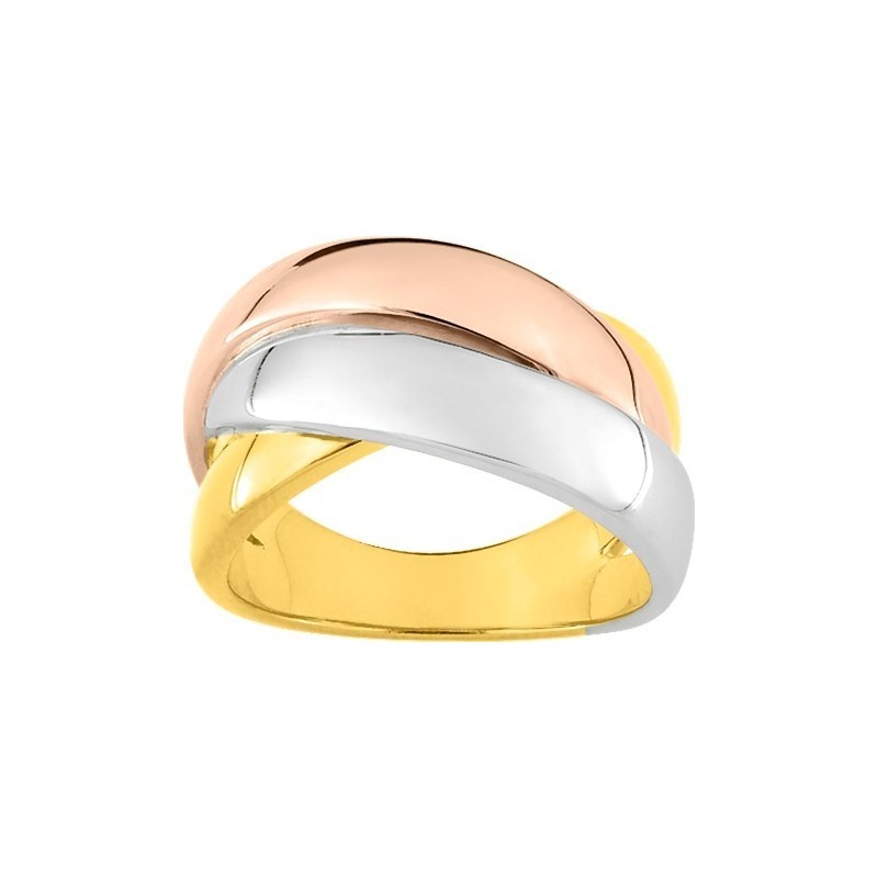 Bague plaquée or jaune, rose et blanc