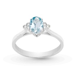 Bague Or et Pierres Fines Aigue Marine & Diamants