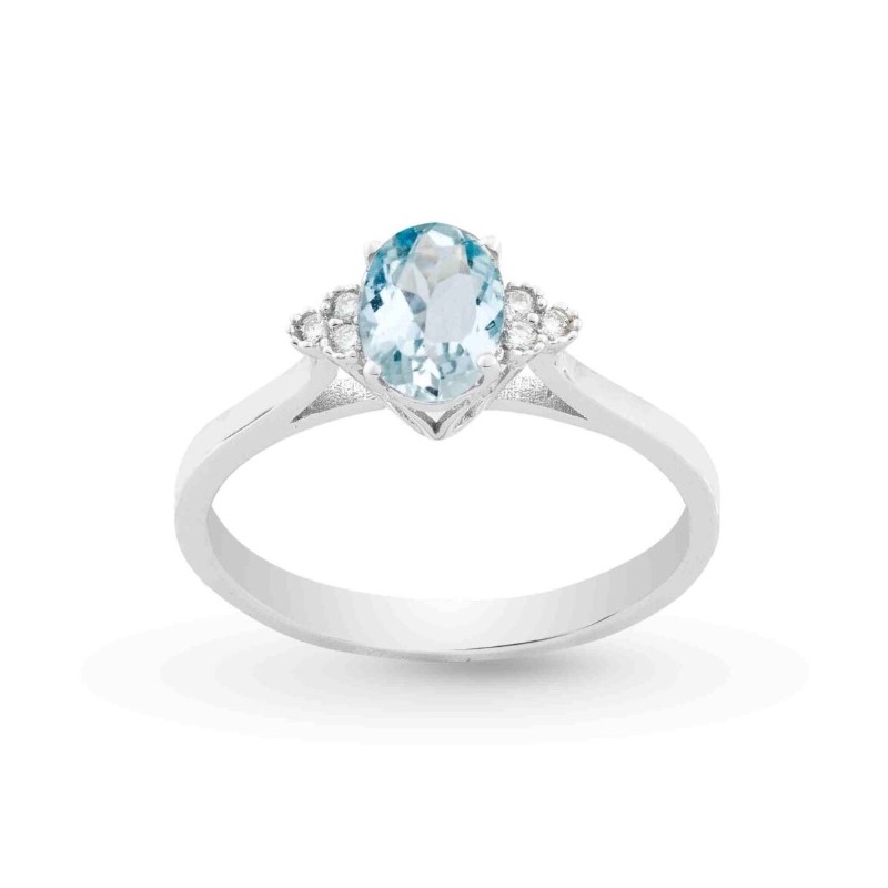 Bague Or et Pierres Fines Aigue Marine & Diamants
