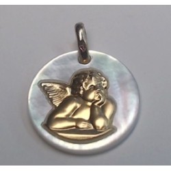 Médaille or Ange sur nacre