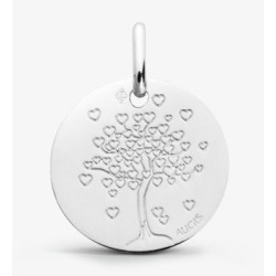 Médaille Or blanc - Arbre aux coeurs 16 mm