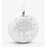 Médaille Or blanc - Arbre aux coeurs 16 mm