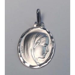 Médaille or Vierge profil 16 mm- or blanc