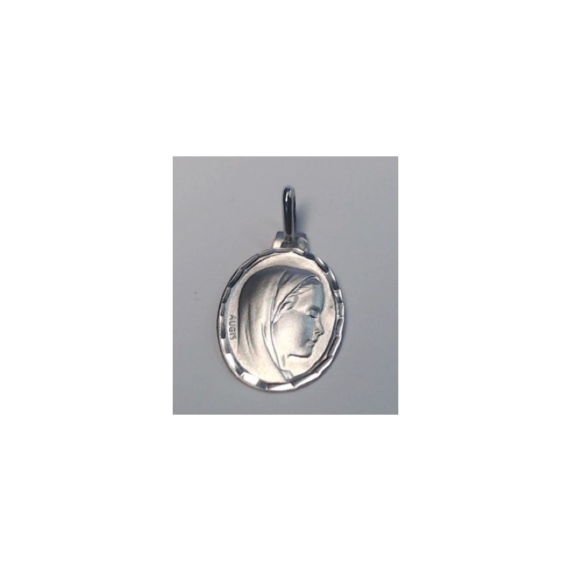 Médaille or Vierge profil 16 mm- or blanc