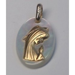 Médaille or Vierge  au voile & Nacre