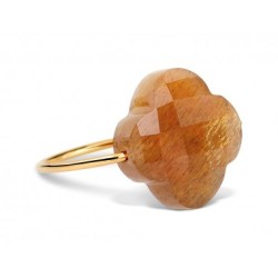 Bague Or et Pierres Fines - Pierre de Soleil trefle
