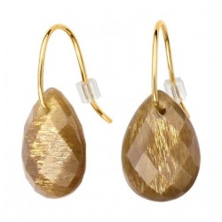 Boucles Or Pendantes et Pierres - Pierre de Soleil poire