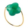 Bague Or et Pierres Fines - Agate verte trefle