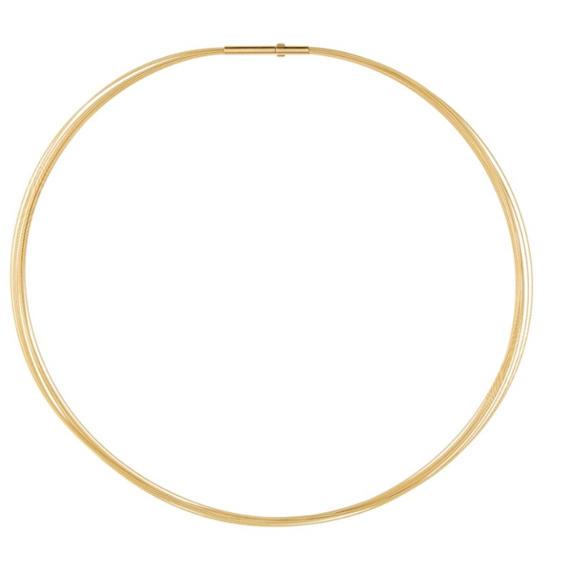 Collier Acier plaqué or jaune 10 brins - 45 cm