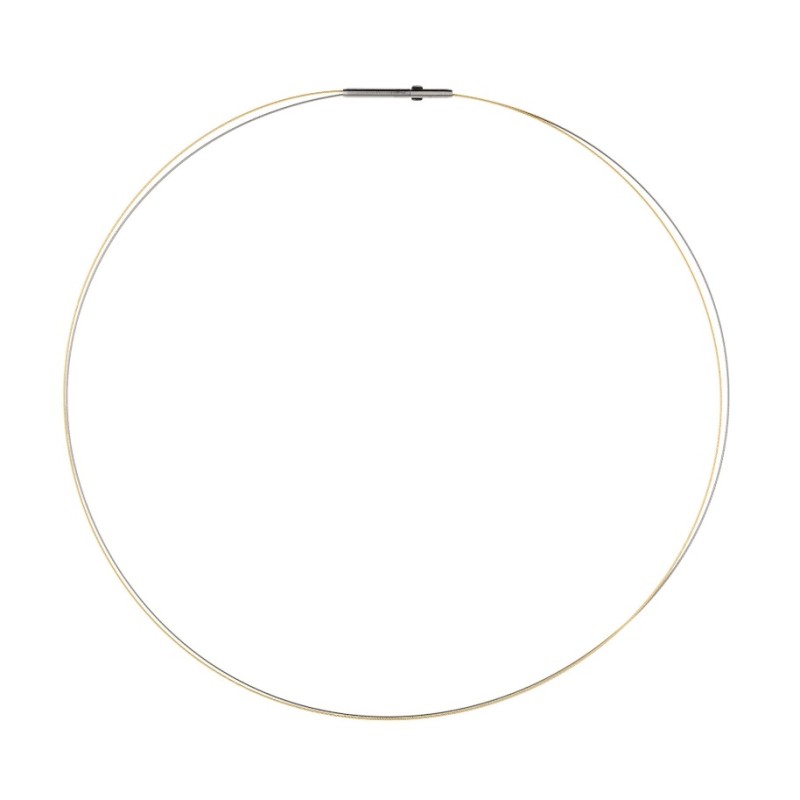 Collier Acier et acier plaqué or jaune 2 brins - 42 cm