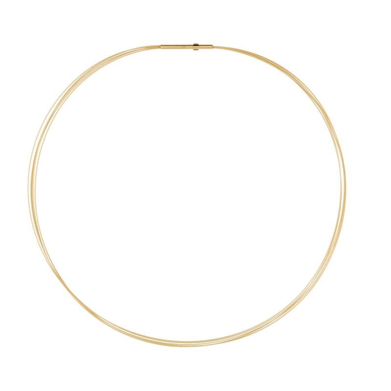 Collier Acier et acier plaqué or jaune 5 brins - 45 cm