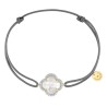 Bracelet Or Diamants & Nacre sur cordon gris - Victoria Diam