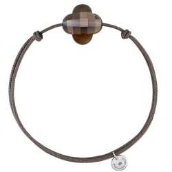 Bracelet Argent Quartz Fumé Trefle
