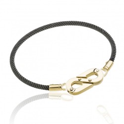 Bracelet Rigide Or & cable noir