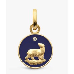 Médaille Or & Diamant Ours bleu marine  10mm
