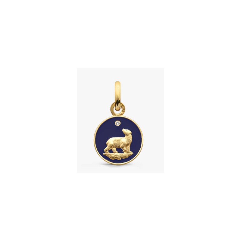 Médaille Or & Diamant Ours bleu marine  10mm