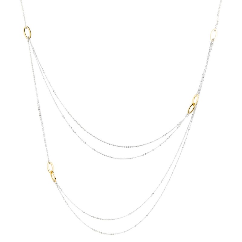 Collier Acier bicolore - Sautoir 90 cm